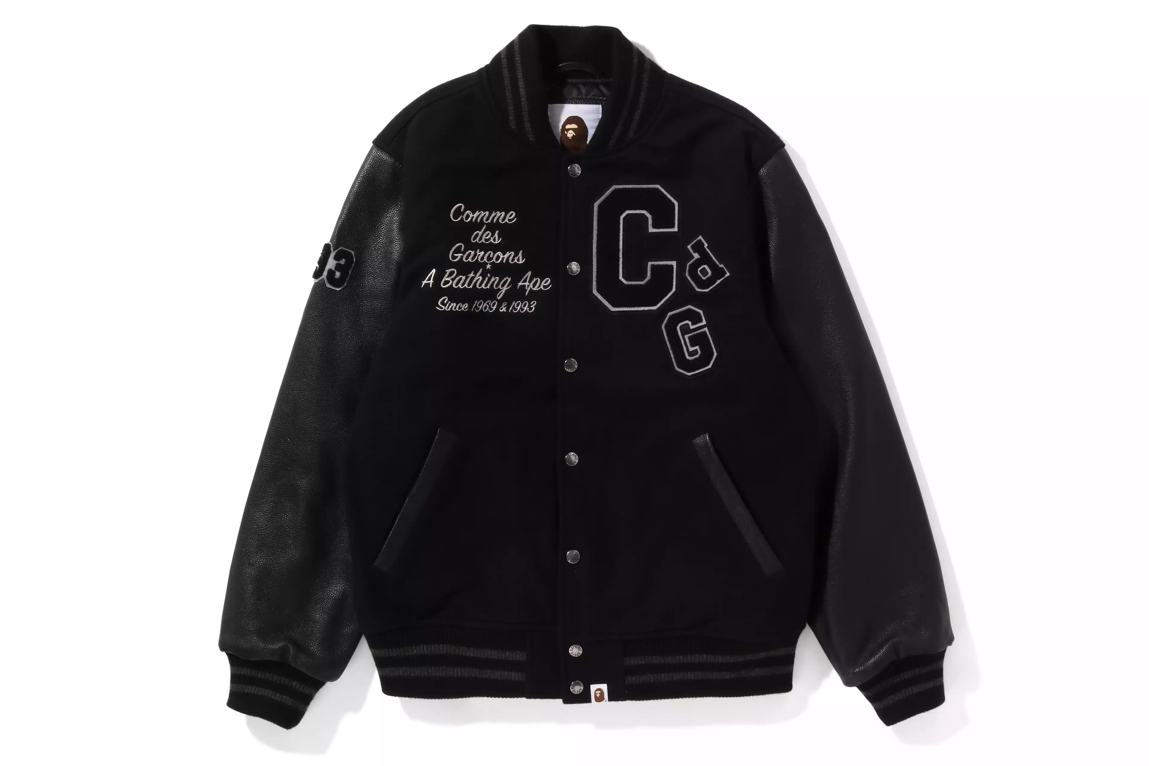 A BATHING APE COMME des GAR ONS VARSITY JACKET