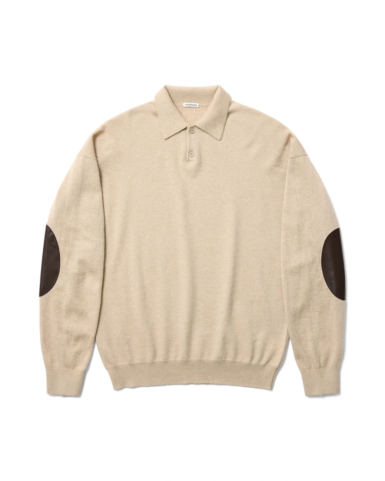 cash&barba モンゴリアンカシミヤカーディガン　ベージュ　サイズ2 モンゴリアンカシミヤ エルボーパッチ カーディガン, Ash Gray