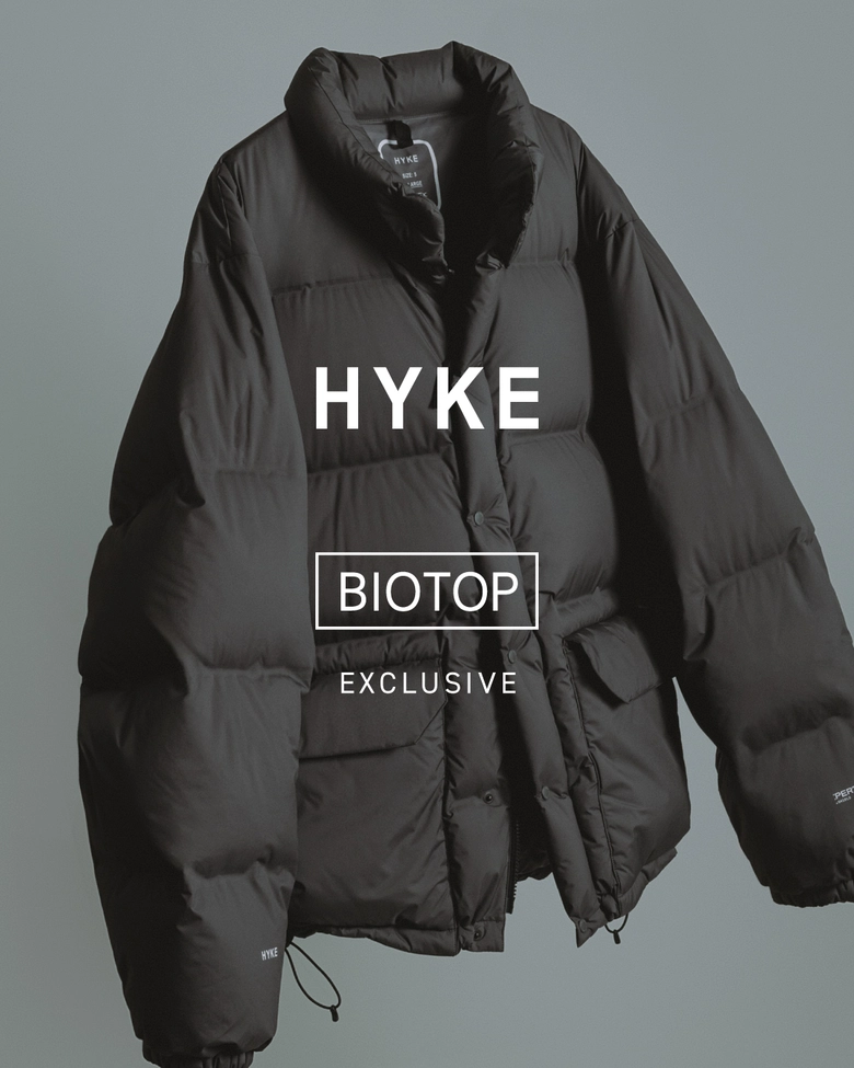 HYKEとBIOTOPの別注新作、PERTEX® DOWN JACKET EXが12/13（土）発売