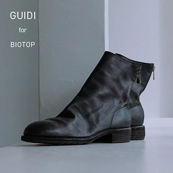 GUIDI for BIOTOP、黒の美学が際立つ「Back Zip Boots」が1/31（土